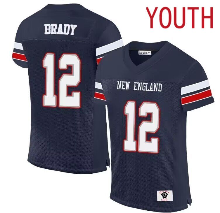 Youth  New England Patriots #12 Brady Blue 2024 Nike Limited NFL throwback Jersey->youth nfl jersey->Youth Jersey
